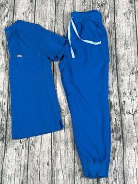 Figs HW Zamora Scrub Set Top Jogger Pants Royal Blue Women's M/P